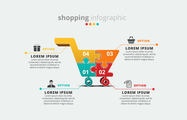 拼图购物车信息图表图片矢量图