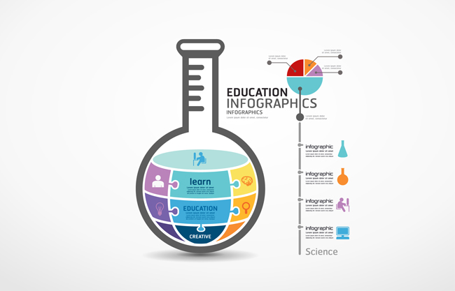 拼图化学试管信息图表图矢量图
