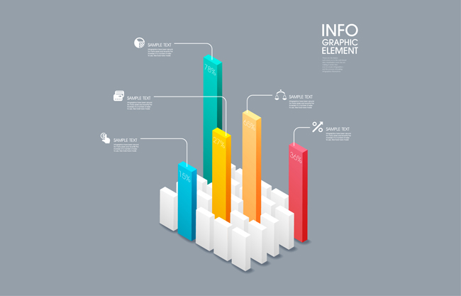 数据分析柱形图表素材矢量图