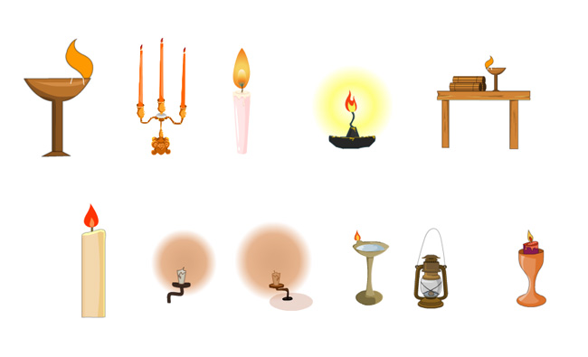 古代各种蜡灯造型道具flash素材动画效果