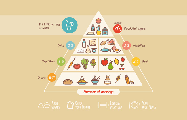 扁平化金字塔型合理膳食 食物组合