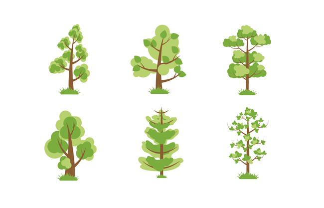 扁平卡通绿植树木矢量设计