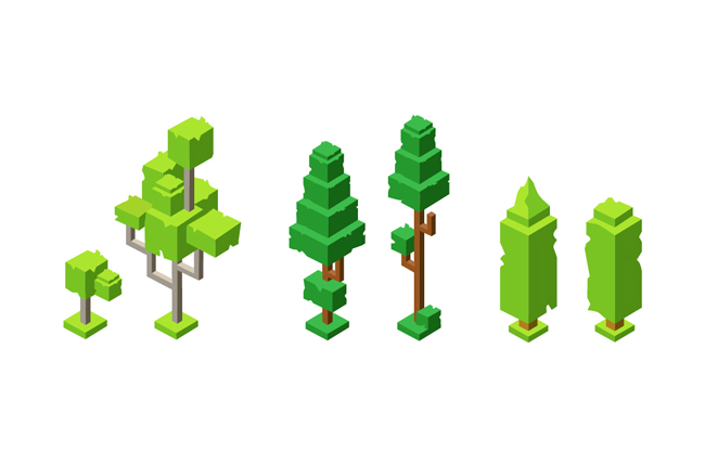 创意抽象卡通绿植树木造型设计AI素材