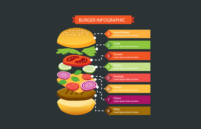 汉堡包成分信息图表素材设计