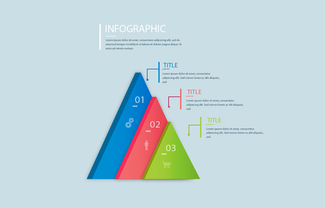 三色立体三角形图表信息AI素材下载