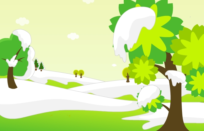 冬天的树木被积雪覆盖二维动画场景设计素材