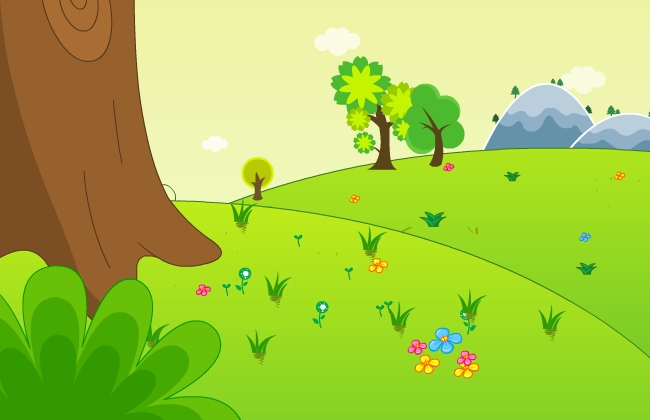 树木旁的花草动画背景素材
