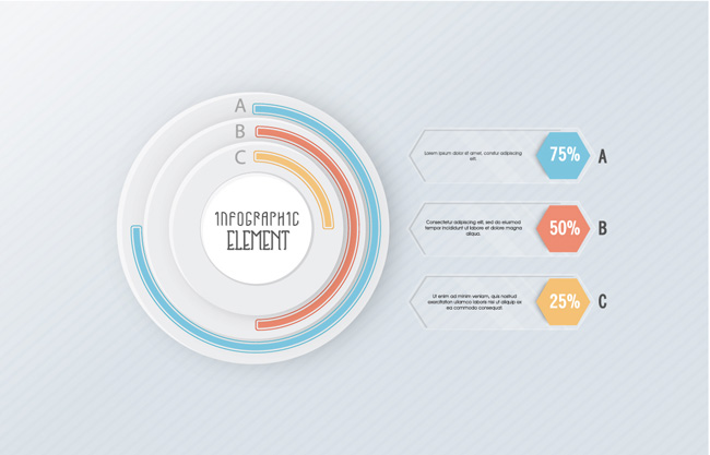 彩色圆盘百分比数据信息图表设计