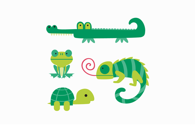 扁平化卡通绿色创意抽象动物矢量设计素材