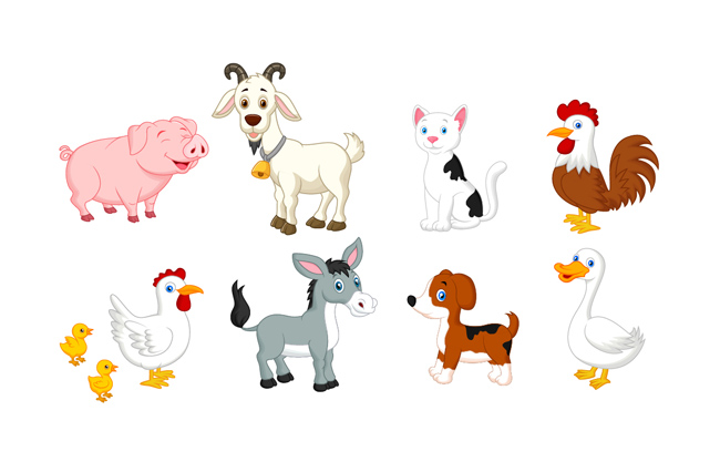 卡通矢量家畜动物素材