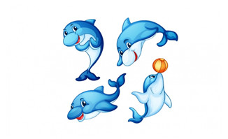 蓝色海豚卡通动物图片