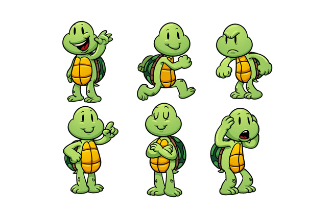 绿色乌龟形象动作表情设计素材