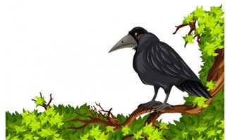 树枝乌鸦卡通形象设计素