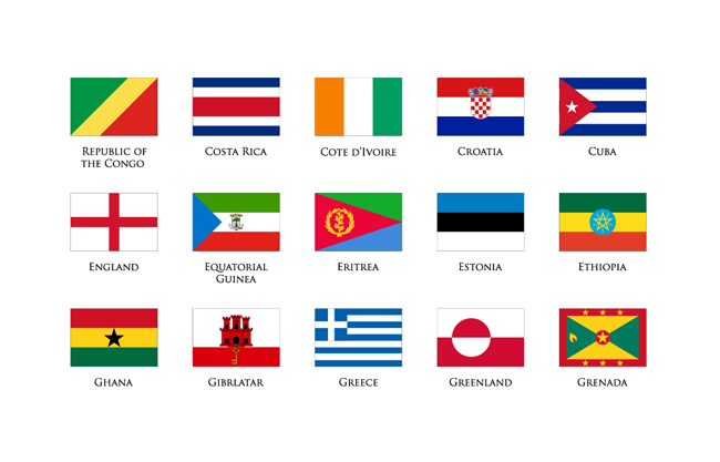多个国家国旗图标素材
