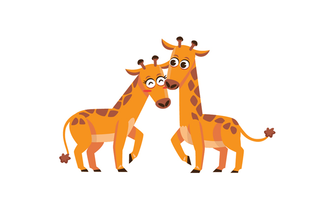 扁平化长颈鹿卡通形象设计素材