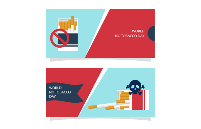 禁止标志世界无烟日横幅矢量图片