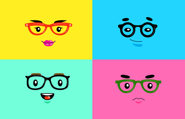 动漫眼睛眼镜表情设计矢量图素材