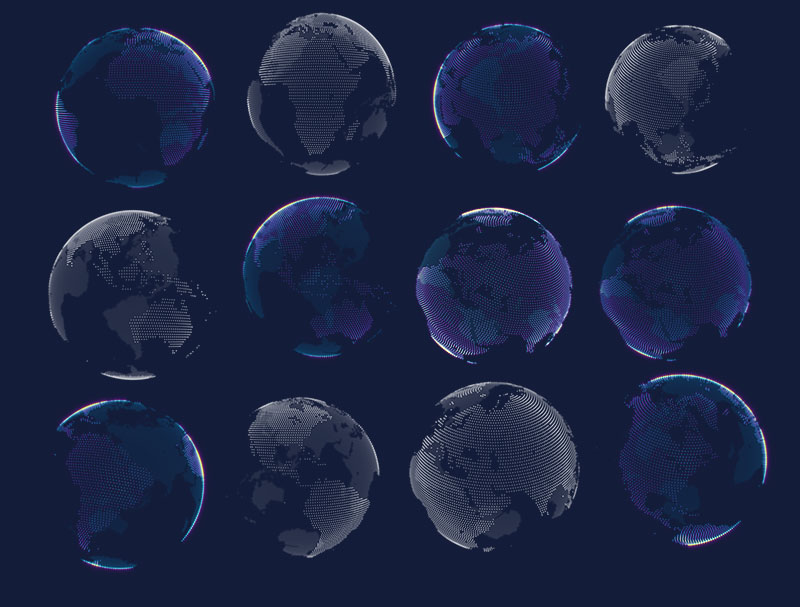 12组透明科技感地球免抠图素材