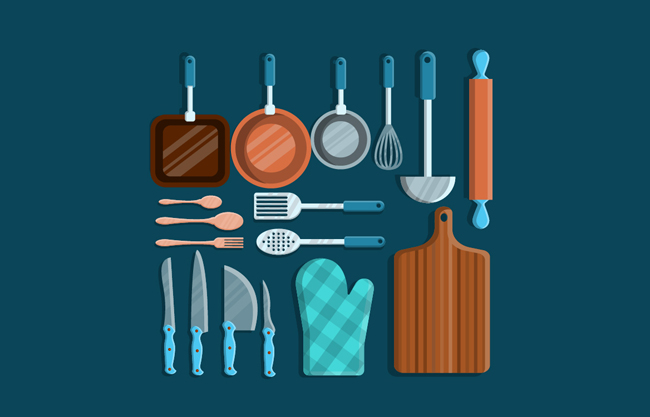 厨房用品刀具菜板造型设计素材下载