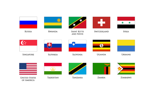 世界各国国旗矢量图标图片