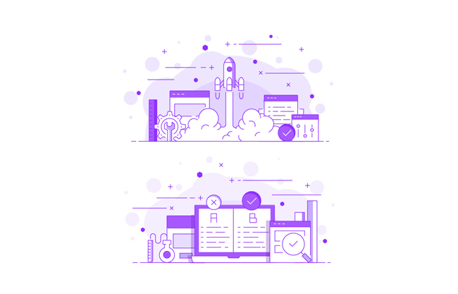 紫色概念图标商务插画素材