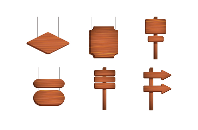 木质指示牌图案设计矢量素材
