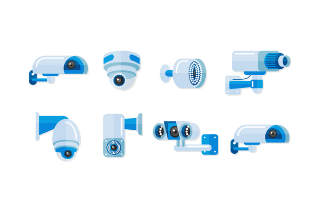 蓝色摄像头智能产品图标设计