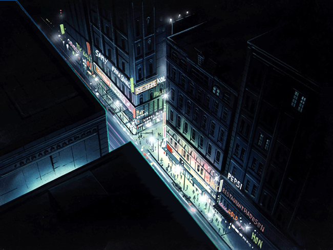 现代城市俯视街道的视觉手绘背景设计