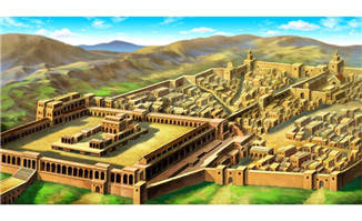 中东风格手绘古城全景动