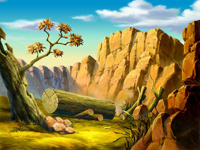 夏季的原始峡谷手绘动画背景设计