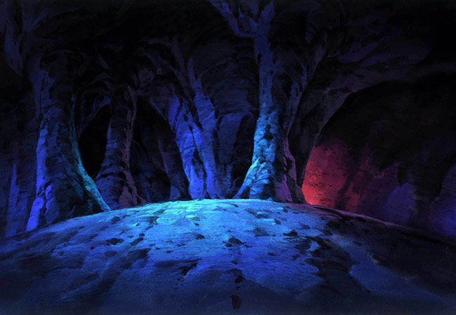 山洞里面的光线手绘蓝光洞穴内景