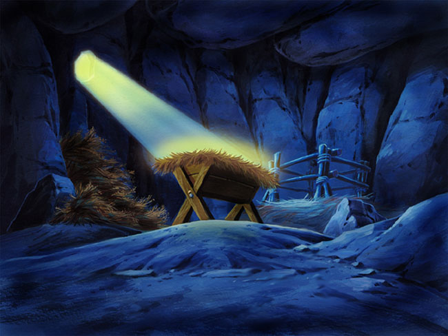 山洞里面一道独光投射到洞里的情景