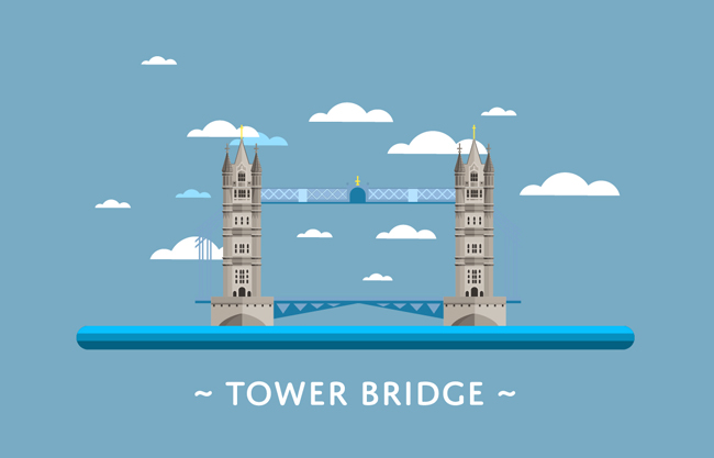 伦敦塔桥城市桥梁矢量建筑素材