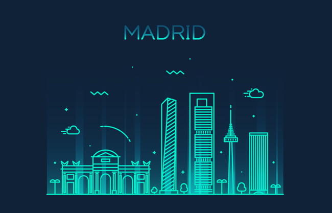 马德里城市建筑插画图片