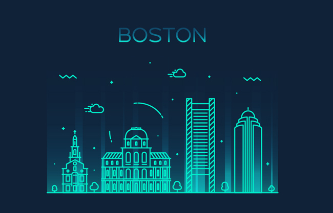 矢量波士顿城市建筑mbe插画图片