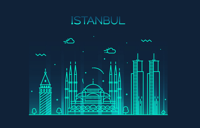 伊斯坦布尔城市建筑插画图片