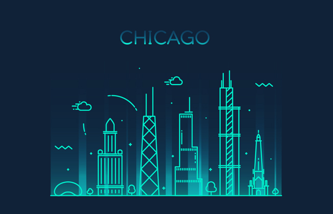 芝加哥城市素材建筑插画图片