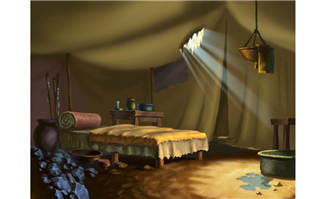 阳光打进帐篷室内的动画
