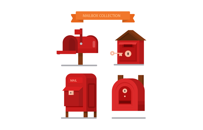 4款红色邮箱设计素材矢量
