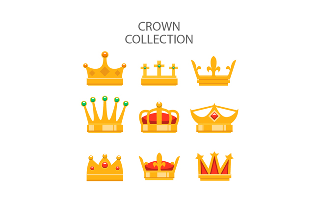 9款金色王冠设计矢量素材