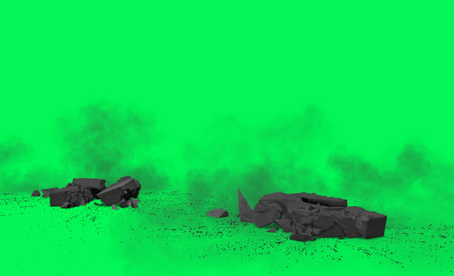 石头混泥土落地的动画特效视频素材