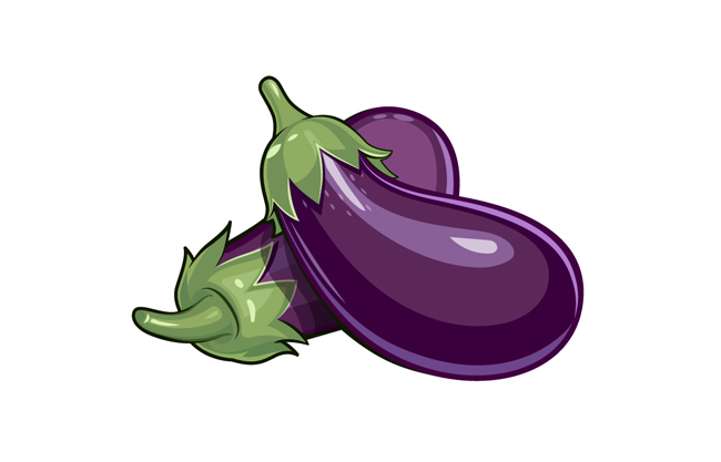 茄子卡通精致手绘紫色蔬菜素材