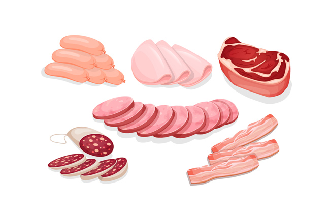 肉制品肉片火腿瘦肉美食元素素材