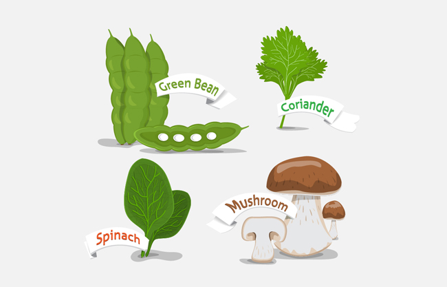 豌豆蘑菇绿色蔬菜素材矢量