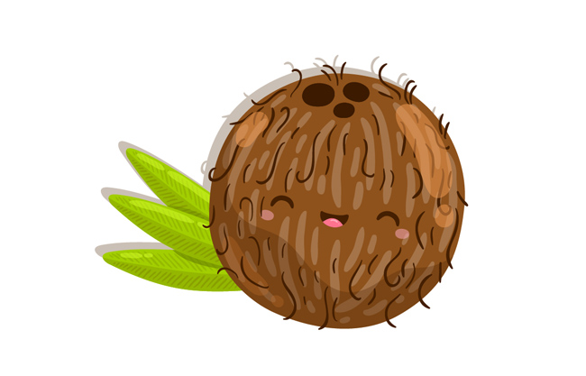 卡通椰子水果素材设计