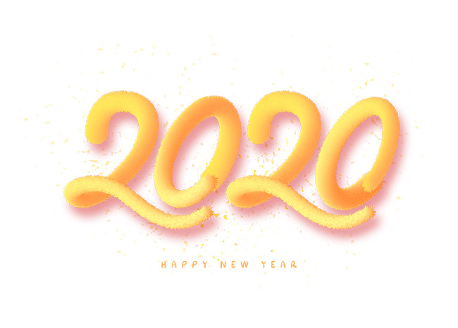 金黄色立体2020年数字鼠年字体设计