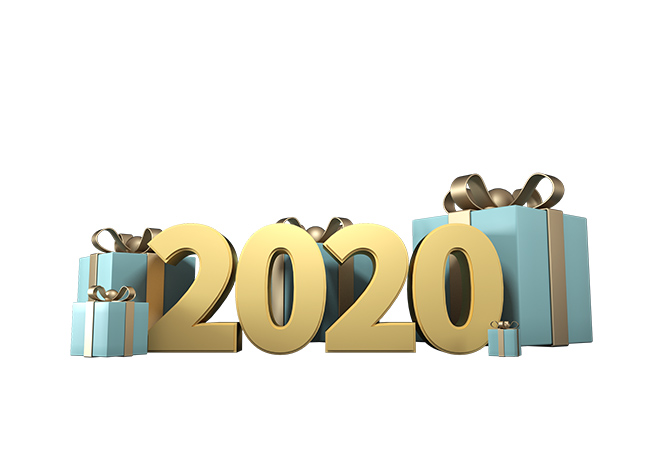 新年礼物2020年鼠年金色立体字设计