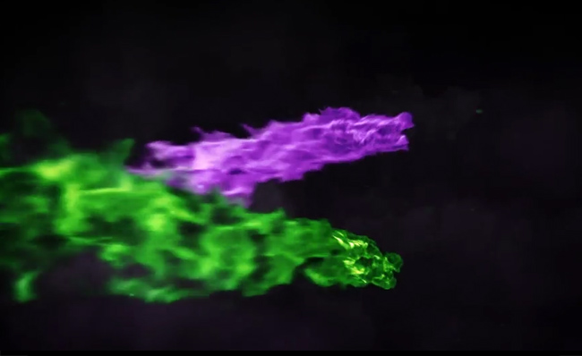两束龙头造型的火焰穿越时空的特效动画素材