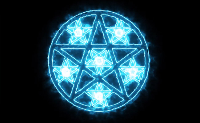 五角星图案圆圈造型设计蓝光特效素材