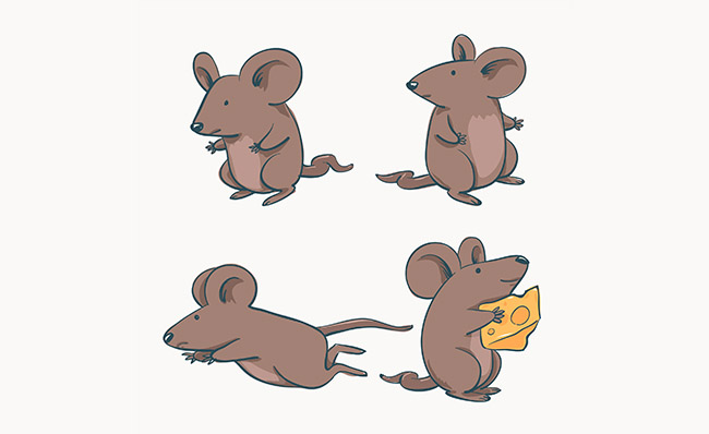 手绘插画风格老鼠设定素材